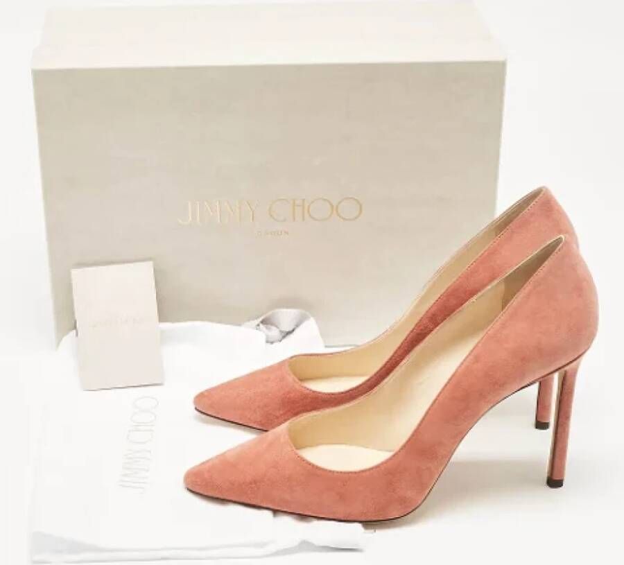 Jimmy Choo Pre-owned Suede heels Pink Dames