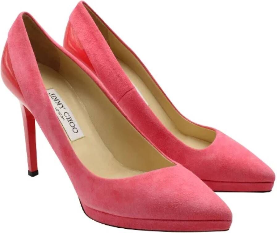 Jimmy Choo Pre-owned Suede heels Pink Dames