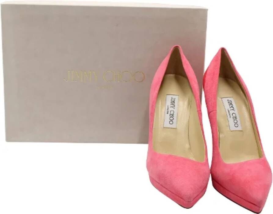 Jimmy Choo Pre-owned Suede heels Pink Dames