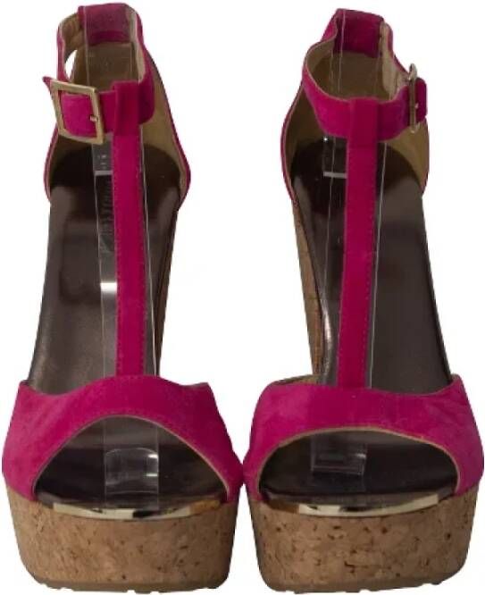 Jimmy Choo Pre-owned Suede heels Pink Dames