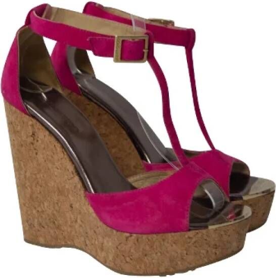 Jimmy Choo Pre-owned Suede heels Pink Dames