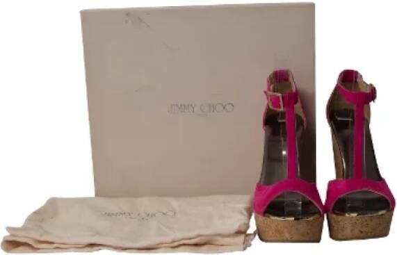 Jimmy Choo Pre-owned Suede heels Pink Dames