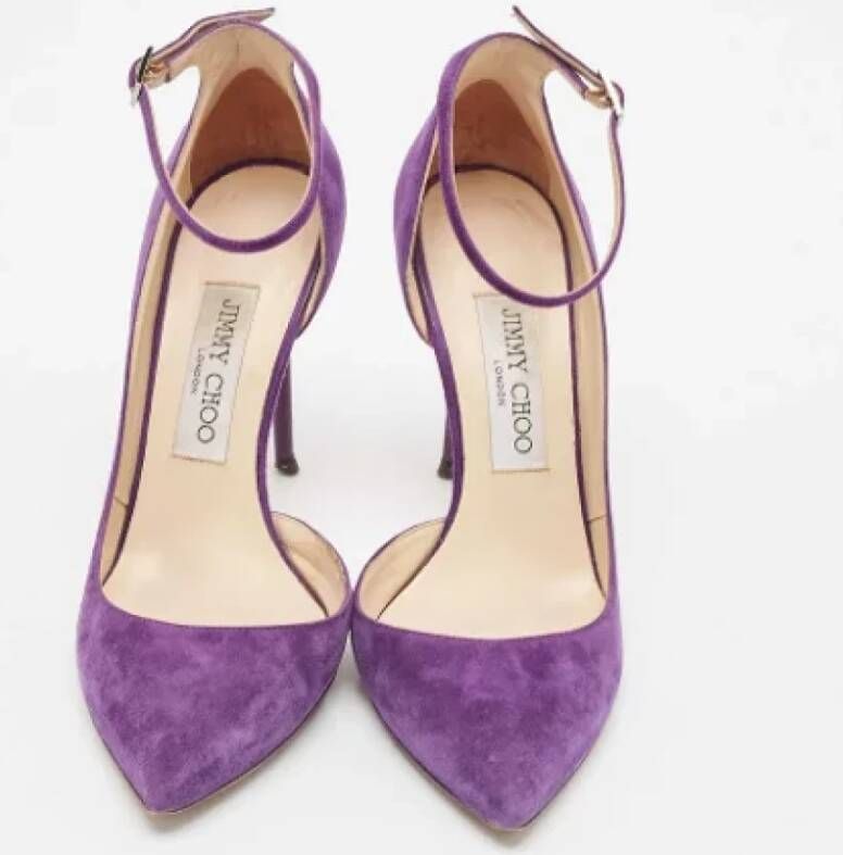 Jimmy Choo Pre-owned Suede heels Purple Dames