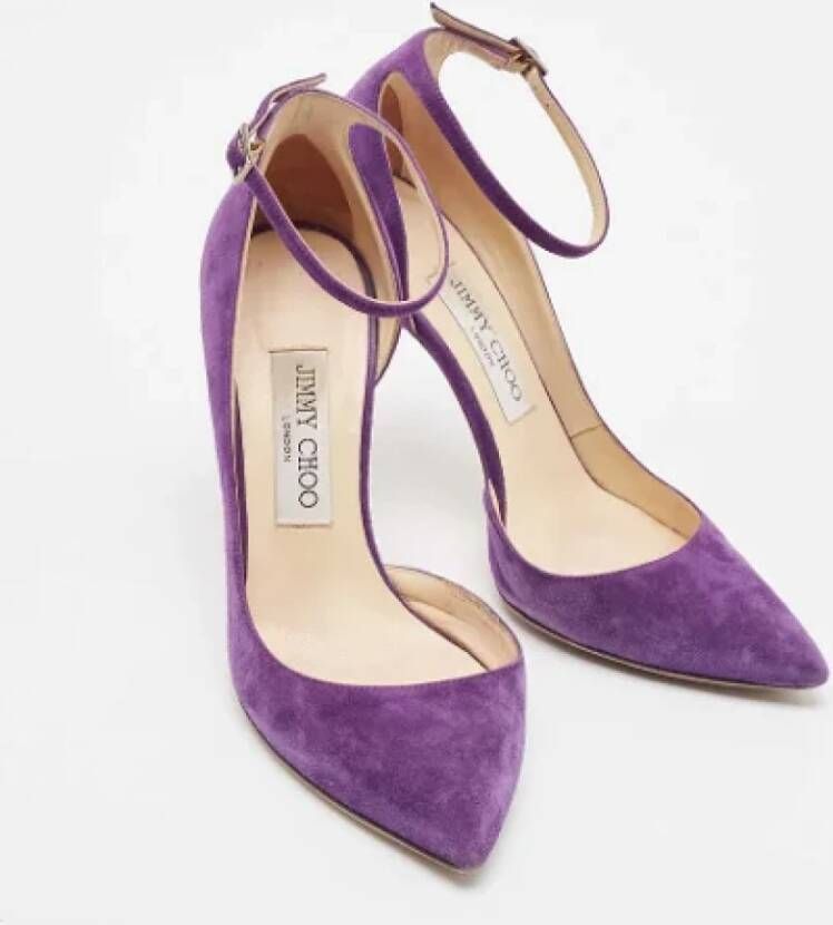 Jimmy Choo Pre-owned Suede heels Purple Dames