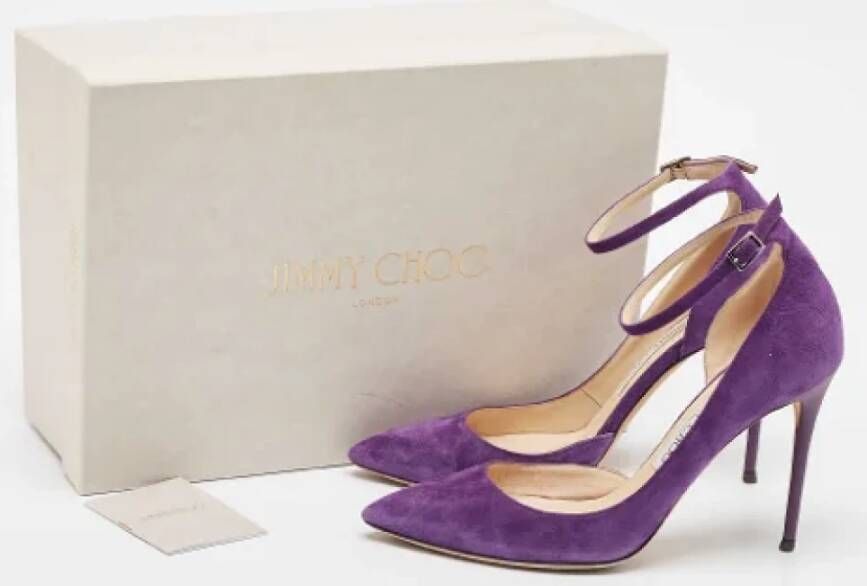 Jimmy Choo Pre-owned Suede heels Purple Dames