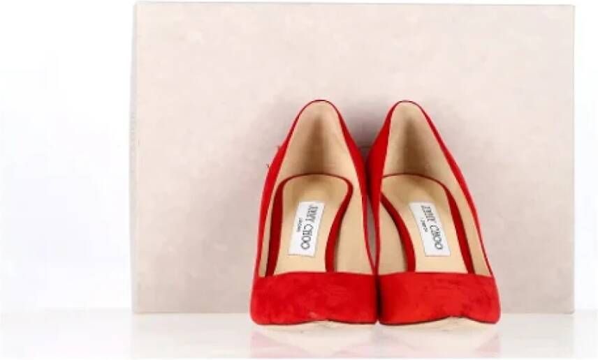 Jimmy Choo Pre-owned Suede heels Red Dames