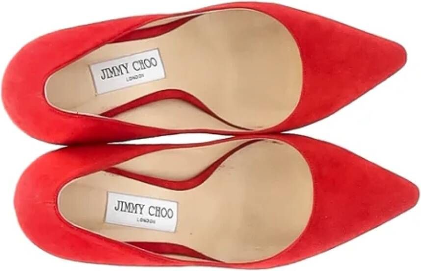 Jimmy Choo Pre-owned Suede heels Red Dames