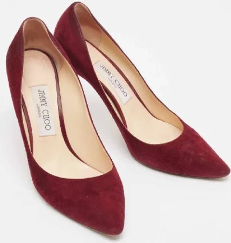 Jimmy Choo Pre-owned Suede heels Red Dames