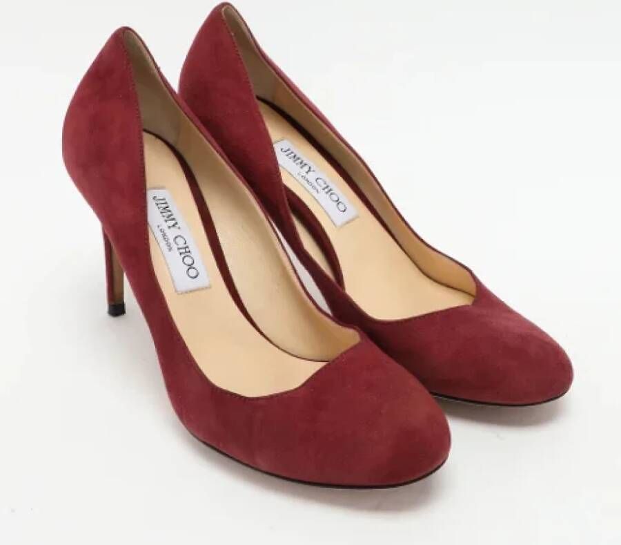 Jimmy Choo Pre-owned Suede heels Red Dames