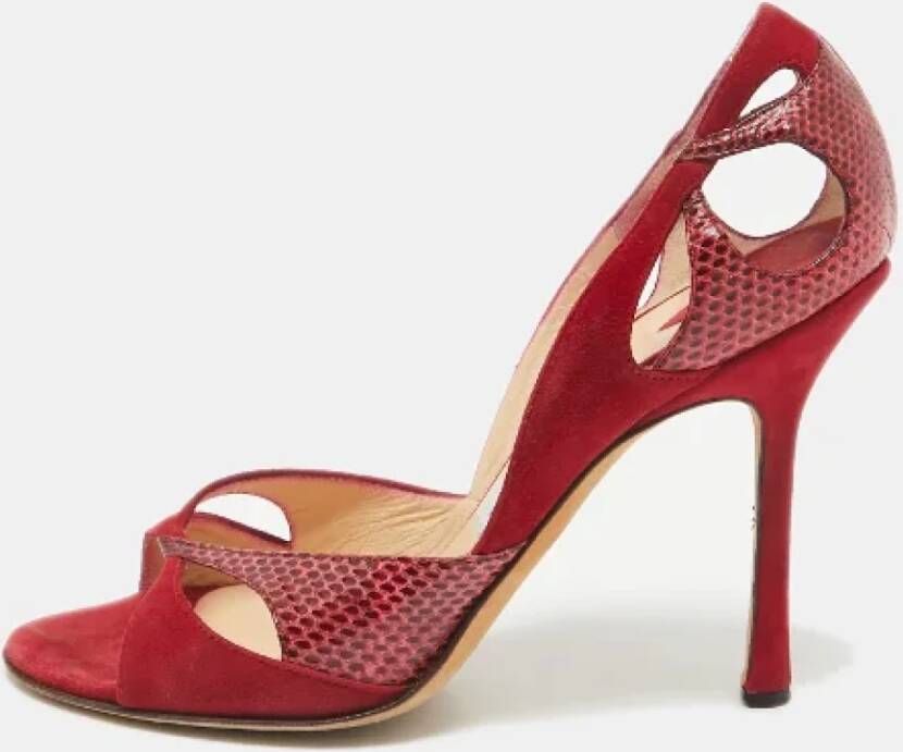 Jimmy Choo Pre-owned Suede heels Red Dames