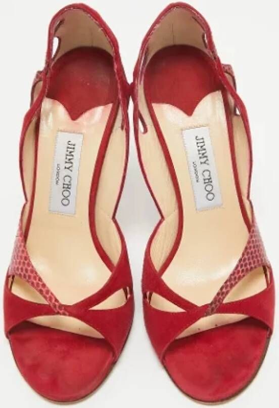 Jimmy Choo Pre-owned Suede heels Red Dames