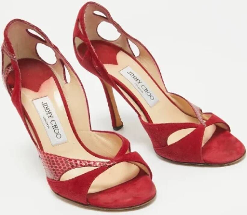 Jimmy Choo Pre-owned Suede heels Red Dames