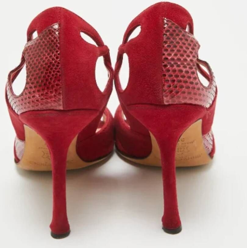 Jimmy Choo Pre-owned Suede heels Red Dames