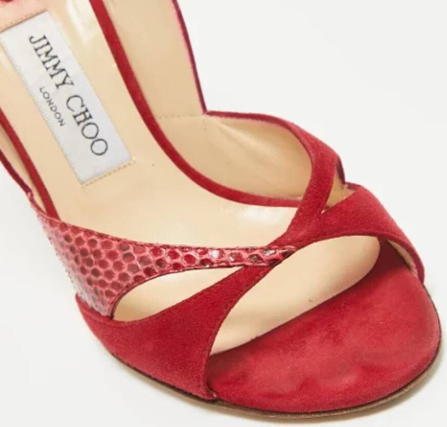 Jimmy Choo Pre-owned Suede heels Red Dames