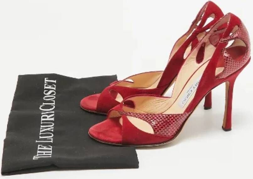 Jimmy Choo Pre-owned Suede heels Red Dames