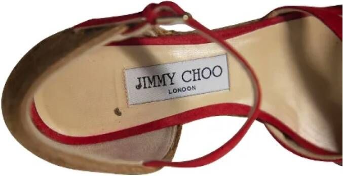 Jimmy Choo Pre-owned Suede heels Red Dames