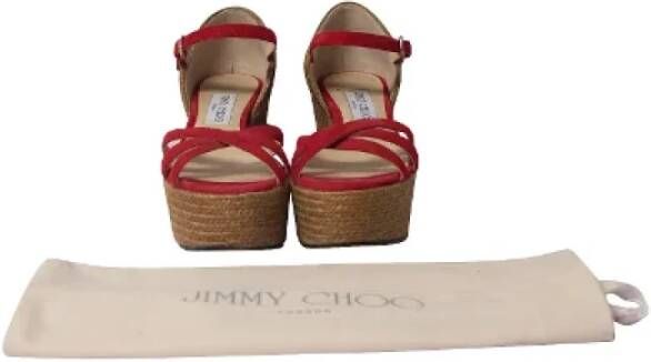 Jimmy Choo Pre-owned Suede heels Red Dames