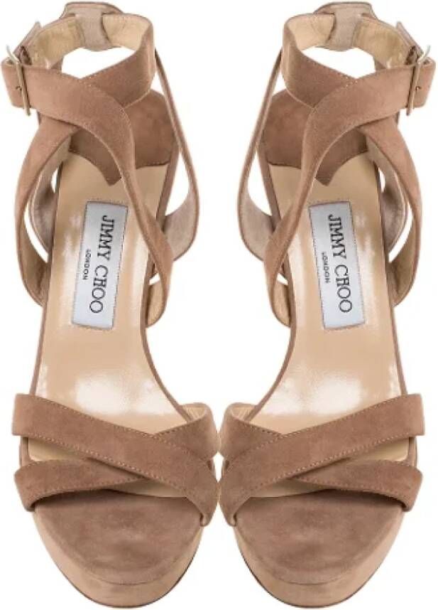 Jimmy Choo Pre-owned Suede sandals Beige Dames