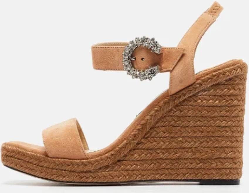 Jimmy Choo Pre-owned Suede sandals Beige Dames