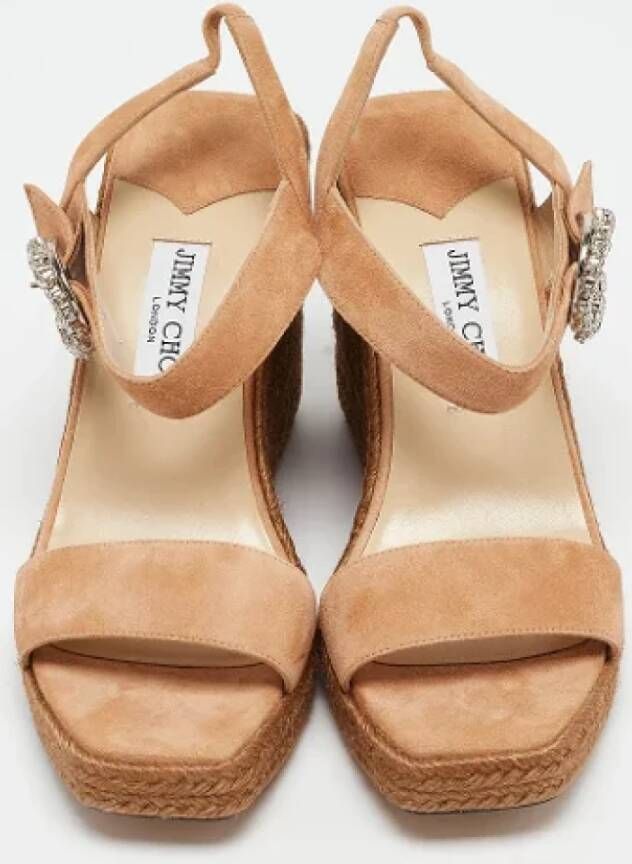 Jimmy Choo Pre-owned Suede sandals Beige Dames