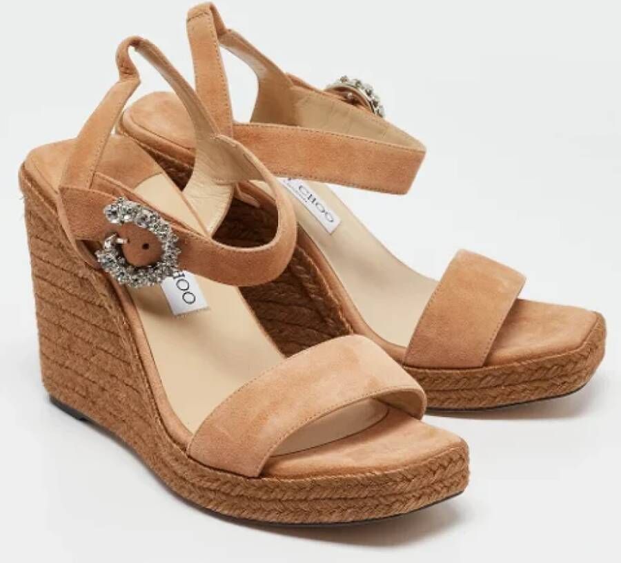 Jimmy Choo Pre-owned Suede sandals Beige Dames