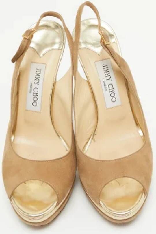 Jimmy Choo Pre-owned Suede sandals Beige Dames