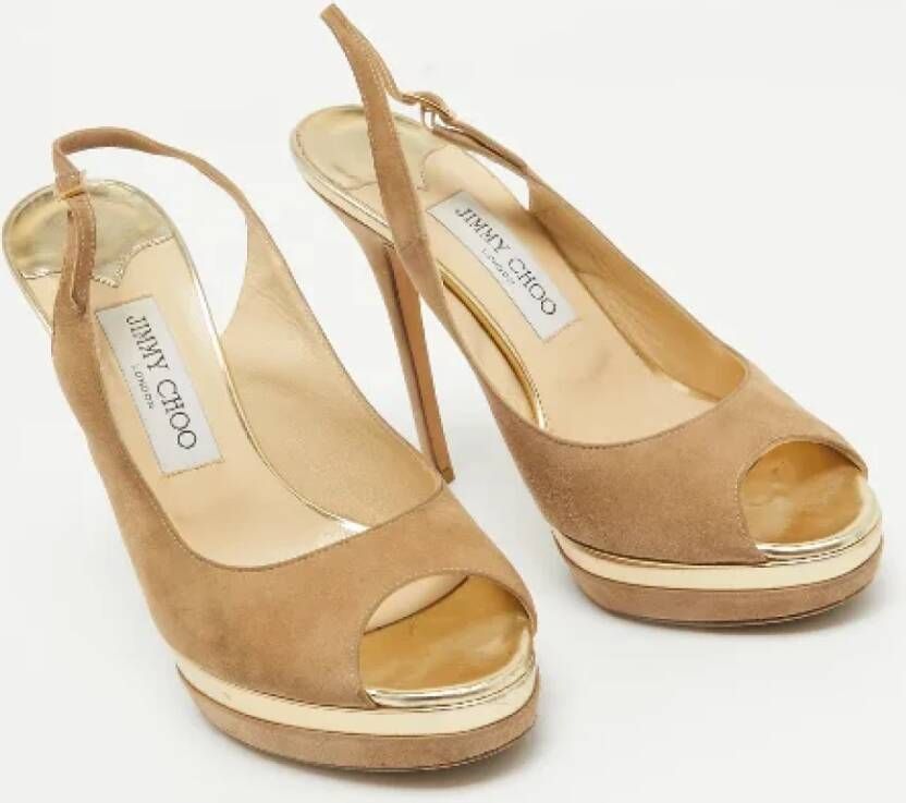 Jimmy Choo Pre-owned Suede sandals Beige Dames