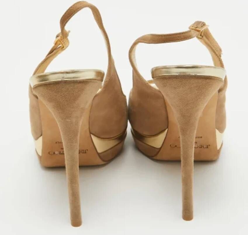 Jimmy Choo Pre-owned Suede sandals Beige Dames