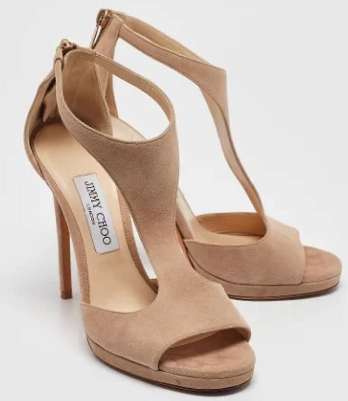 Jimmy Choo Pre-owned Suede sandals Beige Dames