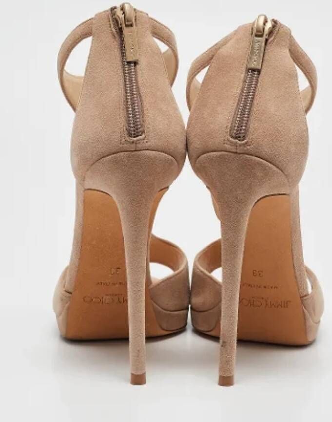 Jimmy Choo Pre-owned Suede sandals Beige Dames