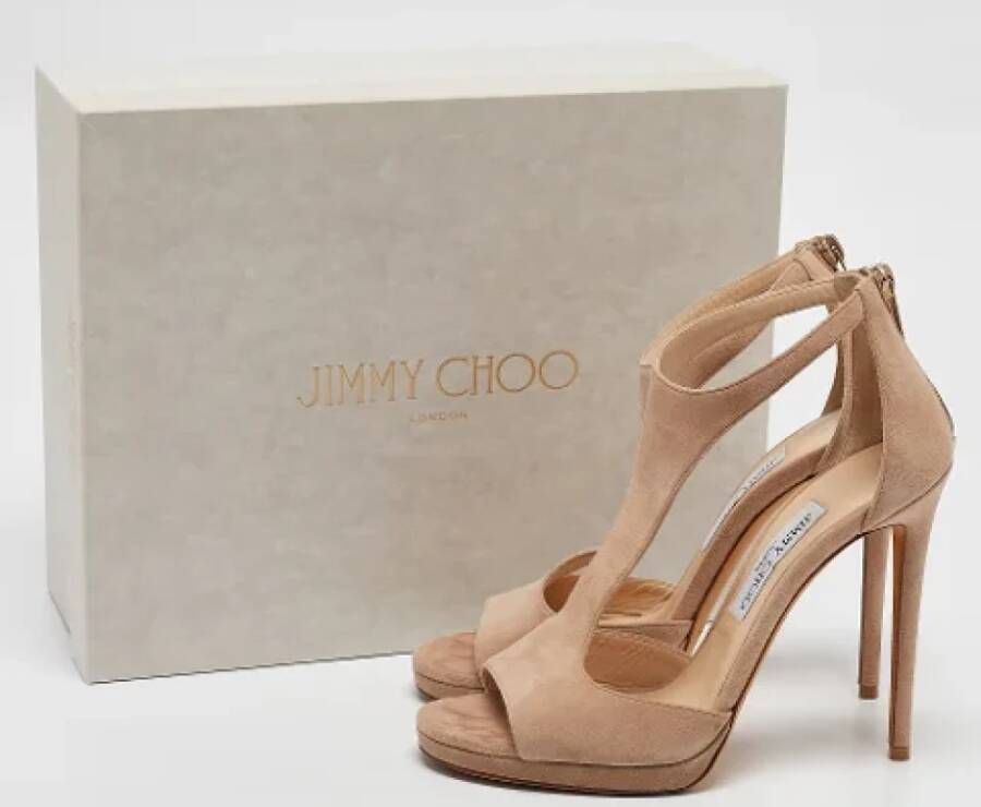 Jimmy Choo Pre-owned Suede sandals Beige Dames