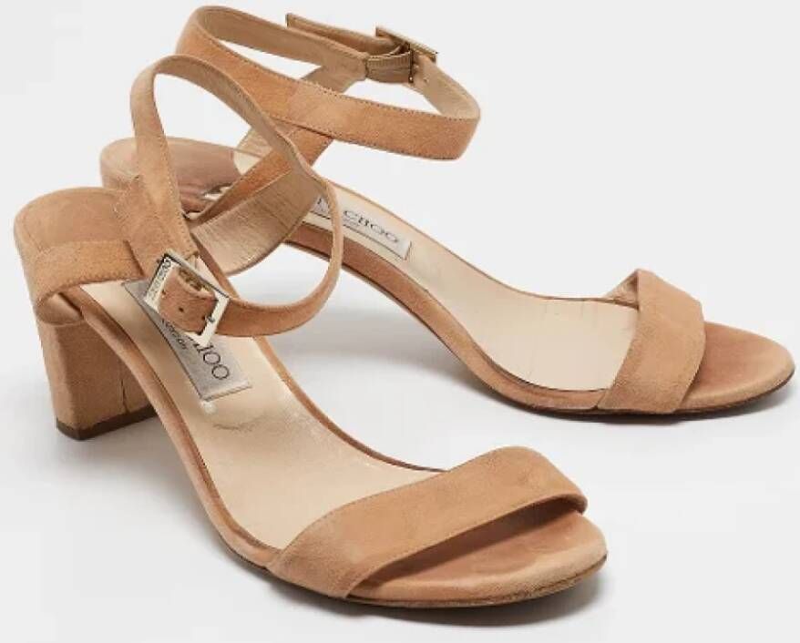 Jimmy Choo Pre-owned Suede sandals Beige Dames