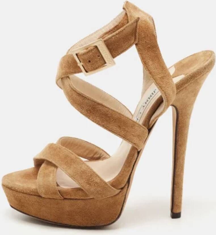 Jimmy Choo Pre-owned Suede sandals Brown Dames