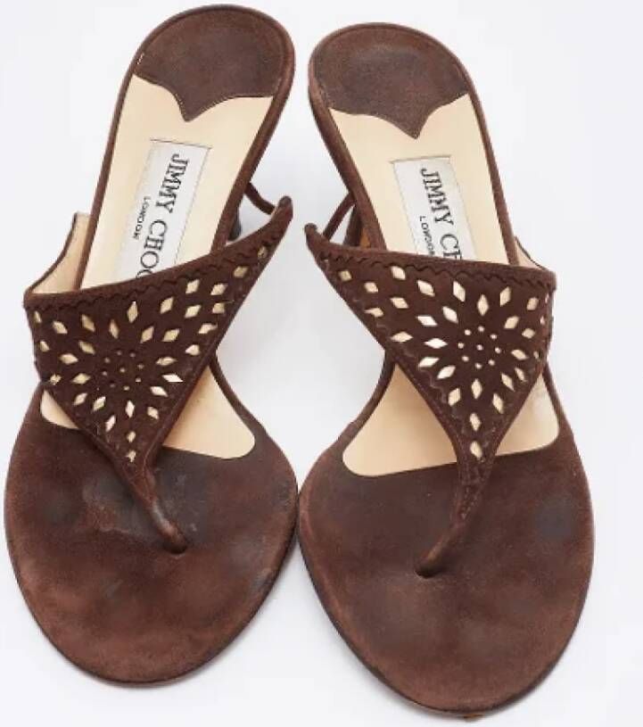 Jimmy Choo Pre-owned Suede sandals Brown Dames