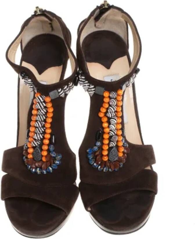 Jimmy Choo Pre-owned Suede sandals Brown Dames