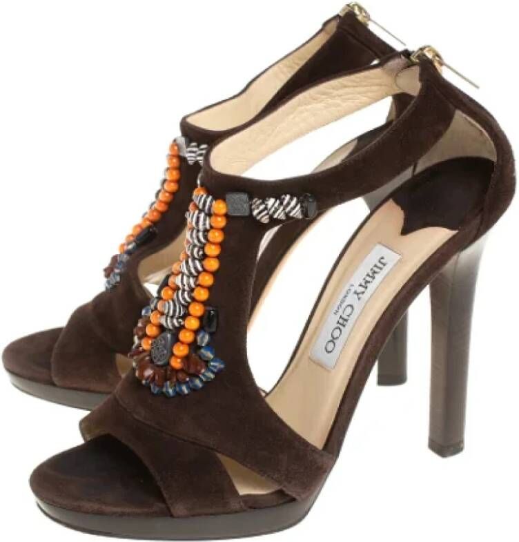 Jimmy Choo Pre-owned Suede sandals Brown Dames