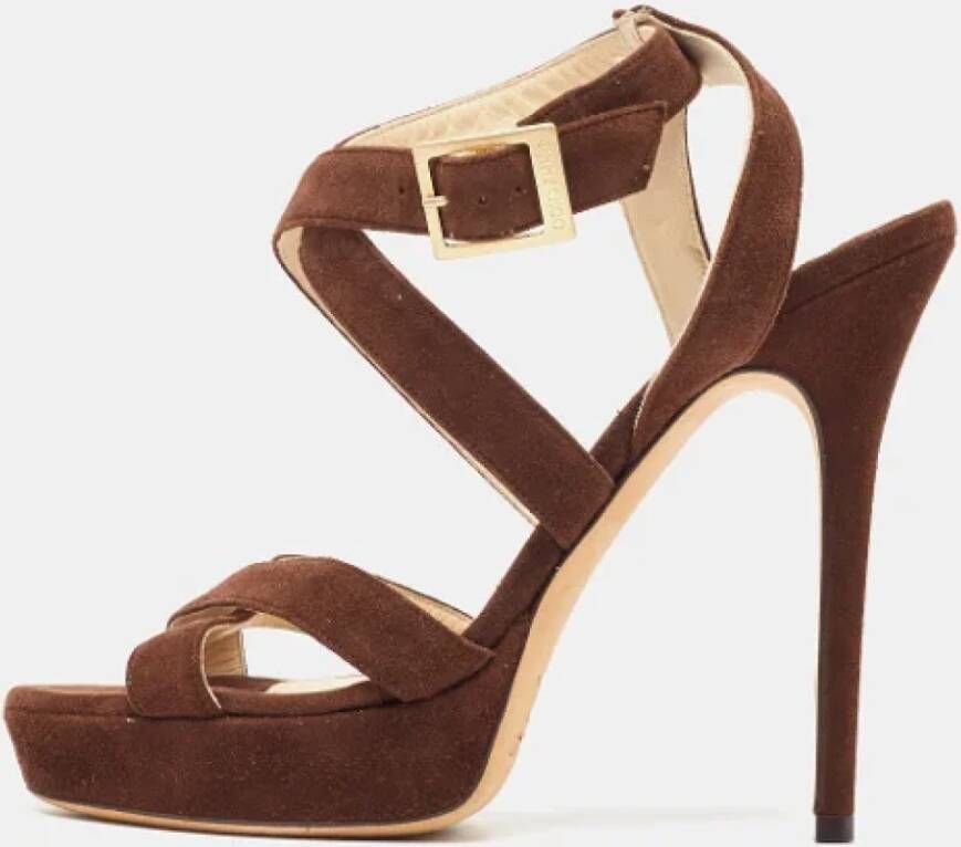 Jimmy Choo Pre-owned Suede sandals Brown Dames