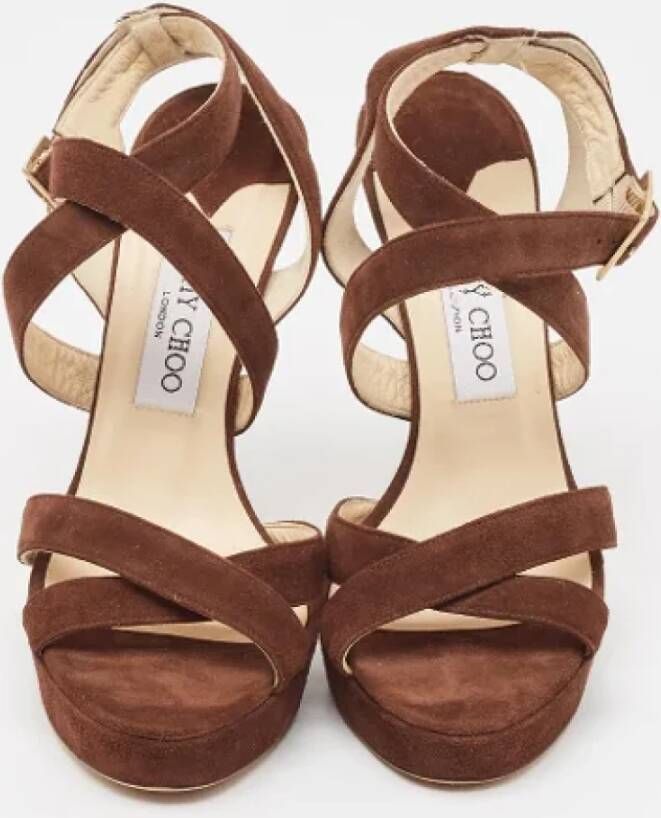 Jimmy Choo Pre-owned Suede sandals Brown Dames