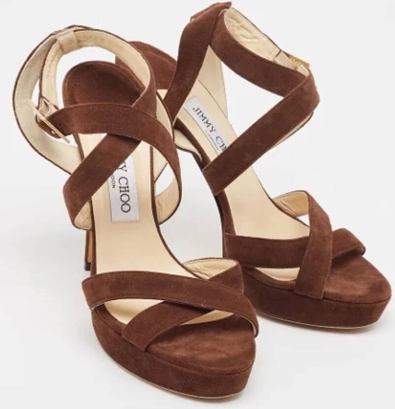 Jimmy Choo Pre-owned Suede sandals Brown Dames