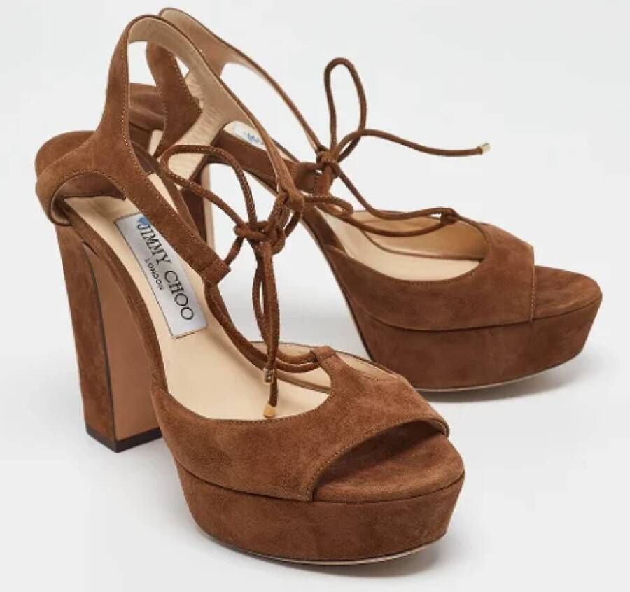 Jimmy Choo Pre-owned Suede sandals Brown Dames