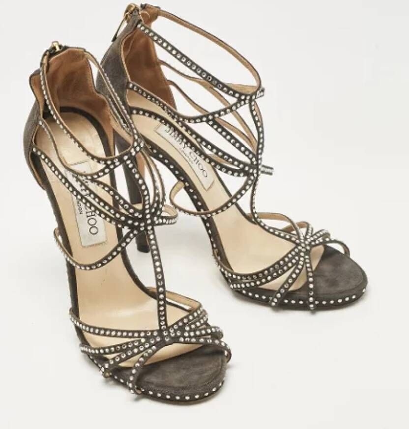 Jimmy Choo Pre-owned Suede sandals Gray Dames