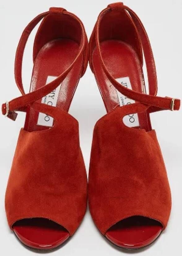 Jimmy Choo Pre-owned Suede sandals Orange Dames