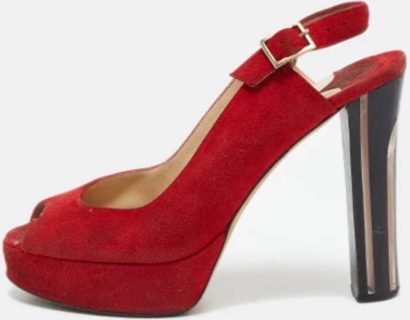 Jimmy Choo Pre-owned Suede sandals Red Dames