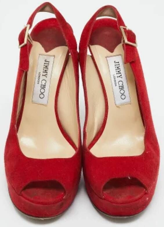 Jimmy Choo Pre-owned Suede sandals Red Dames