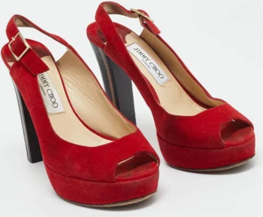 Jimmy Choo Pre-owned Suede sandals Red Dames