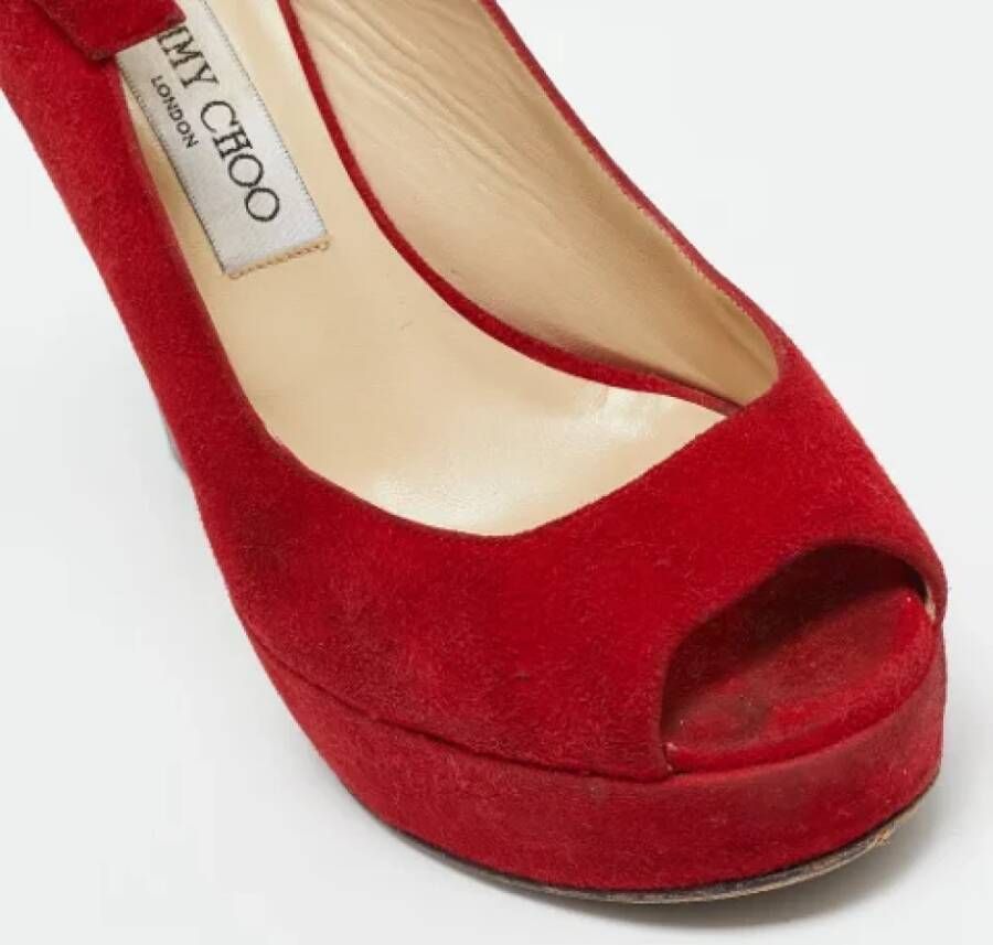 Jimmy Choo Pre-owned Suede sandals Red Dames