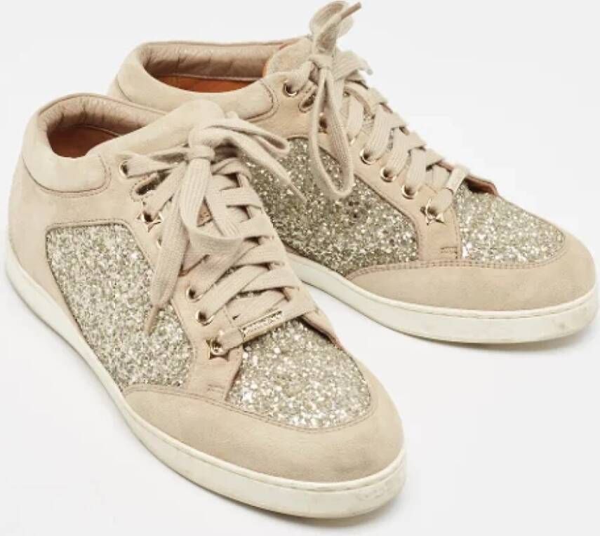 Jimmy Choo Pre-owned Suede sneakers Beige Dames