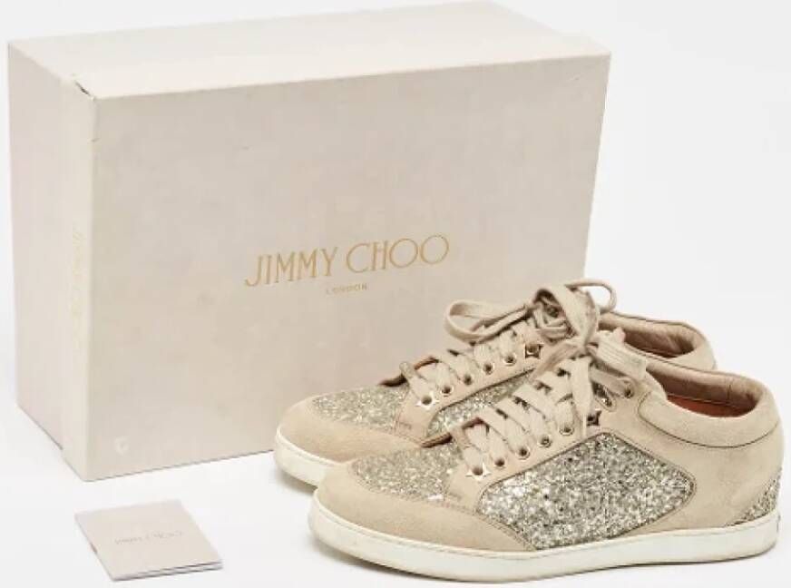 Jimmy Choo Pre-owned Suede sneakers Beige Dames