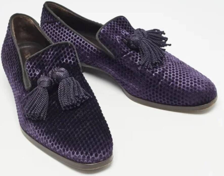 Jimmy Choo Pre-owned Velvet flats Purple Heren