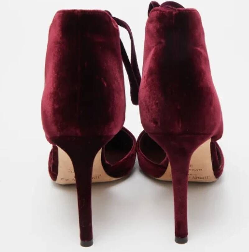 Jimmy Choo Pre-owned Velvet heels Red Dames